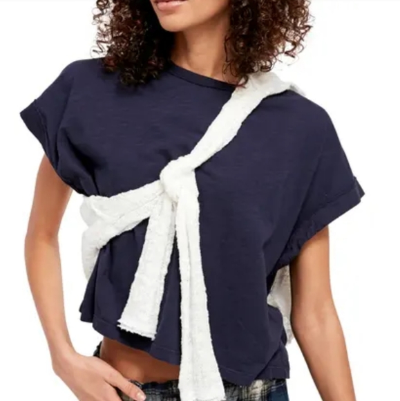 Free People Tops - Free People Navy You Rock Short Sleeve Tee Shirt Sizes Small Medium & Large NWT